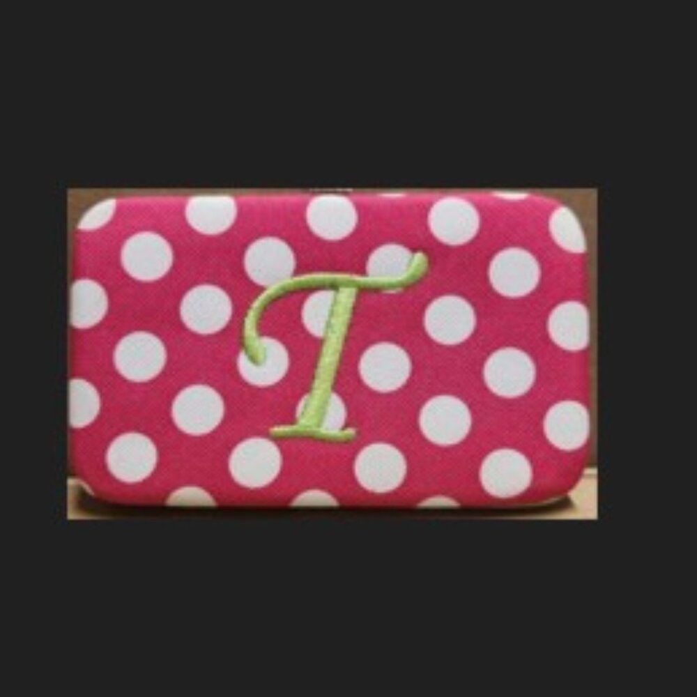 Mainstreet Collection Pink White Polka Dots Flat Hard ID/Card Holder TNH avail